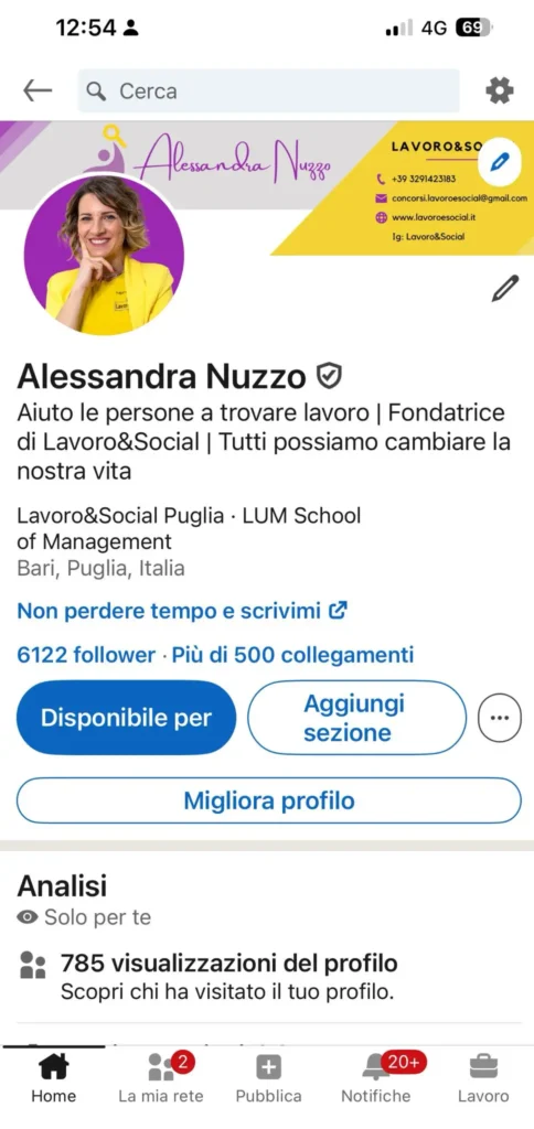 Fermo immagine del profilo LinkedIn di Alessandra Nuzzo del 5 maggio 2025