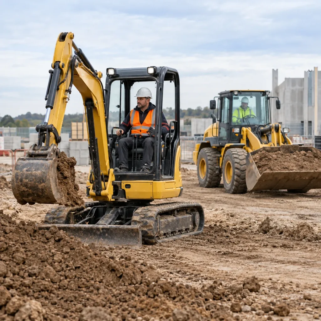 Escavatore in un cantiere